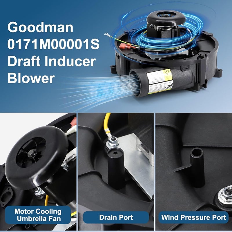 Aibabcue Furnace Draft Inducer Blower Motor Replaces Goodman 0171M00001S, 22307501, Jakel J238-150-15293, 119384-00, Rotom FB-RFB501 Furnaces Blower - Image 3